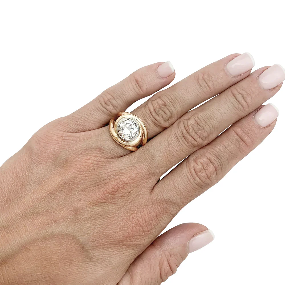 Bague entrelacée deux tons d'or, diamant 2,78 carats. - Image 3