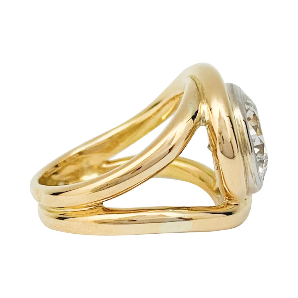 Bague entrelacée deux tons d'or, diamant 2,78 carats. - Image 4