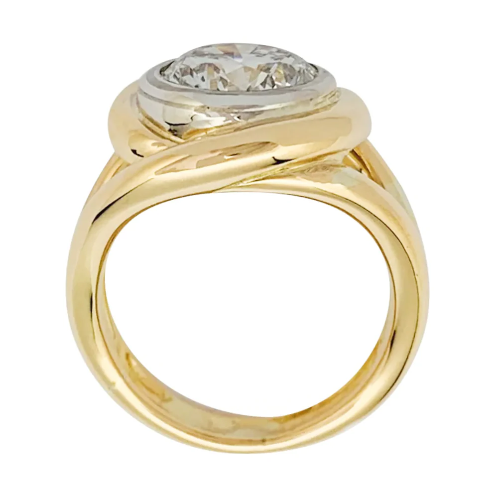Bague entrelacée deux tons d'or, diamant 2,78 carats. - Image 8