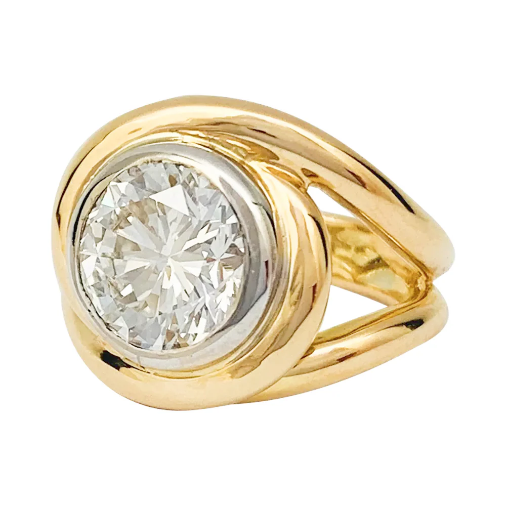 Bague entrelacée deux tons d'or, diamant 2,78 carats. - Image 9