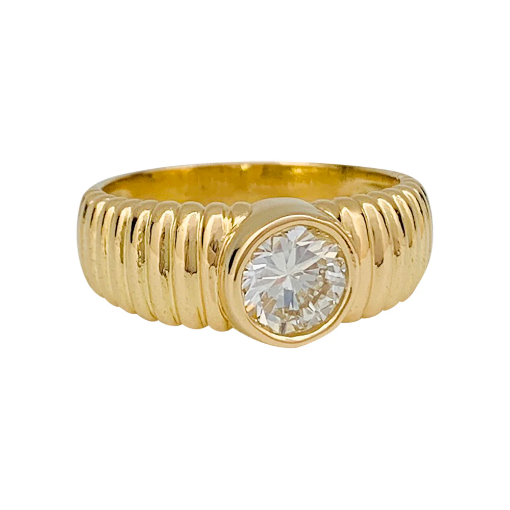 Bague diamant 1,01 carat en or jaune. - Image 2