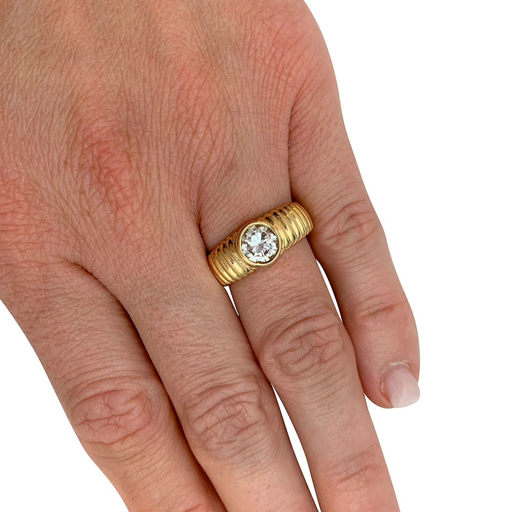 Bague diamant 1,01 carat en or jaune. - Image 8