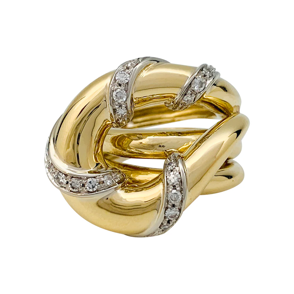 Bague "Noeud", deux ors sertie de diamants. - Image 2