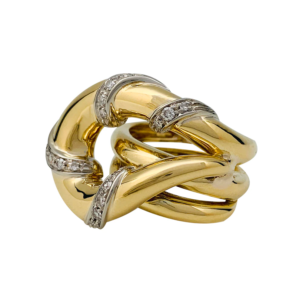 Bague "Noeud", deux ors sertie de diamants. - Image 5