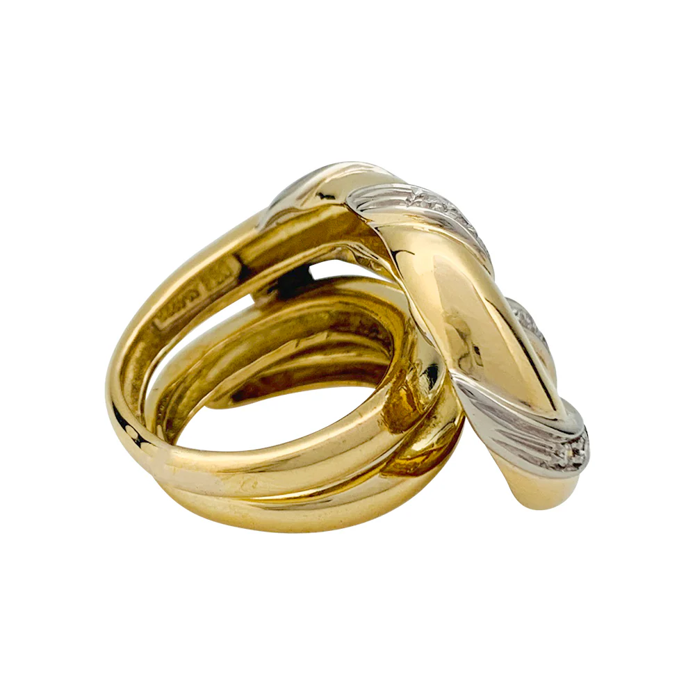 Bague "Noeud", deux ors sertie de diamants. - Image 6