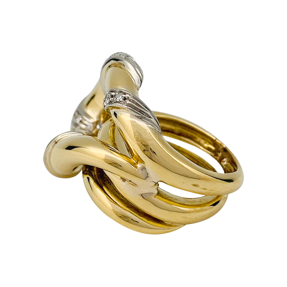 Bague "Noeud", deux ors sertie de diamants. - Image 7