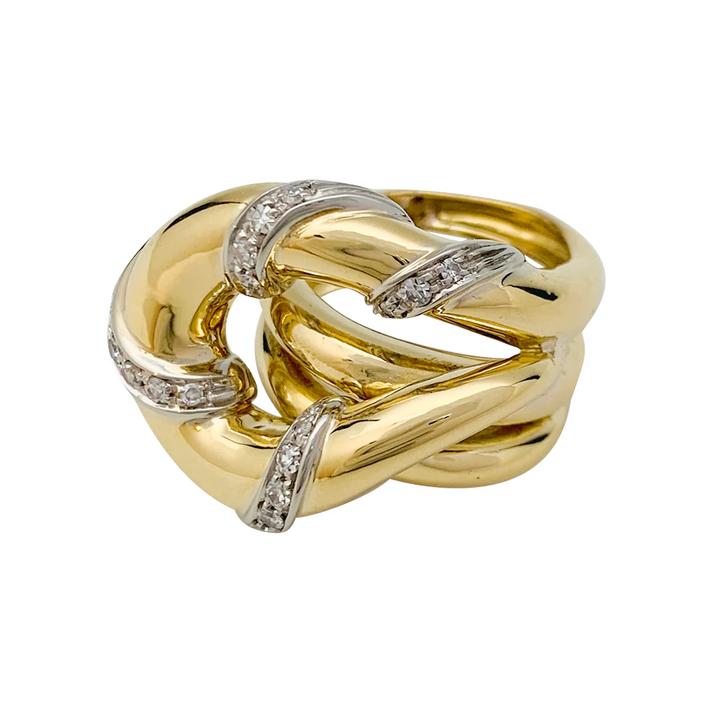 Bague "Noeud", deux ors sertie de diamants. - Image 8