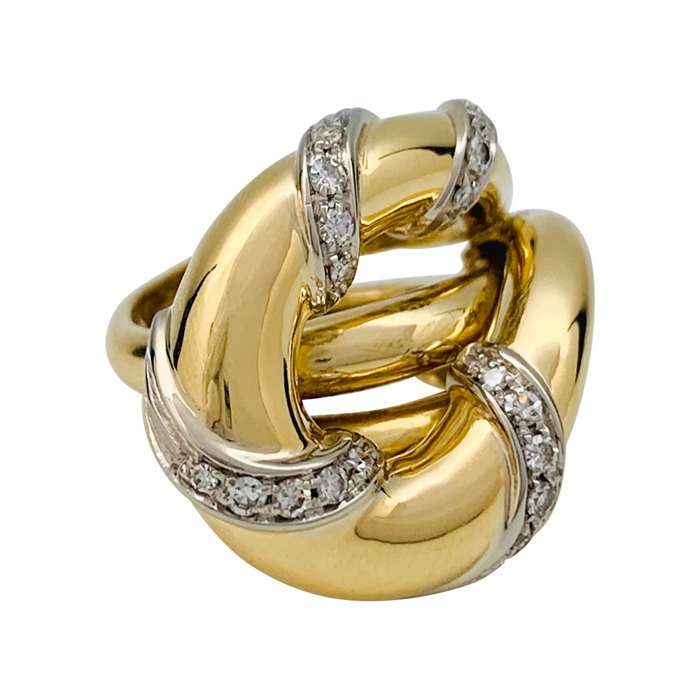 Bague "Noeud", deux ors sertie de diamants. - Image 9