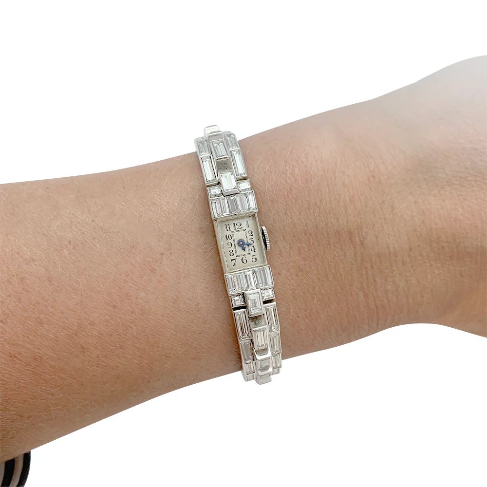Montre Art Déco en platine et diamants. - Image 10