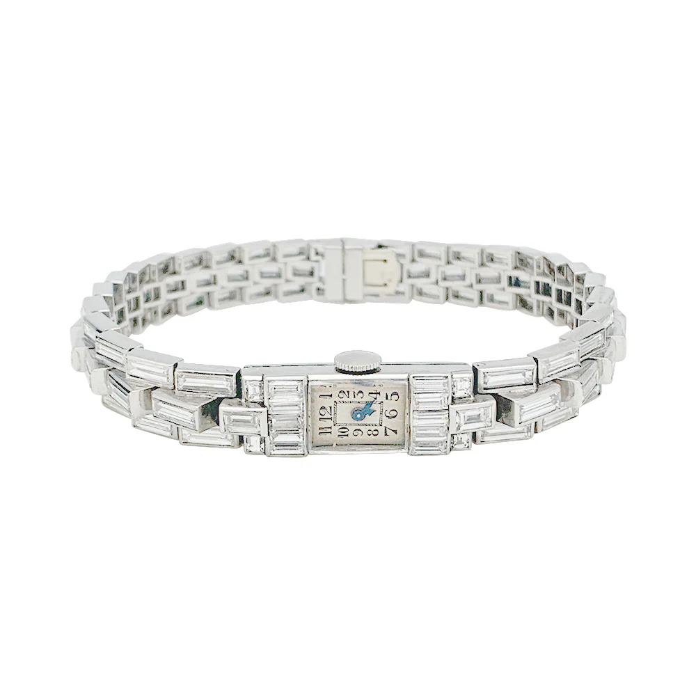 Montre Art Déco en platine et diamants. - Image 6